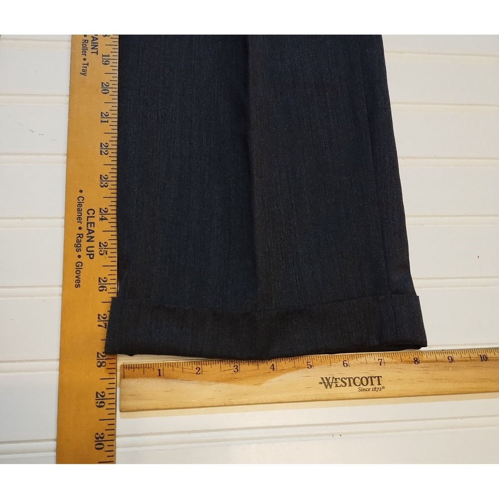 100% Worsted Wool Pleated Cuffed Mens Dress Pants Charcoal Gray 34x28 (Tag 36x30 - Picture 8 of 9
